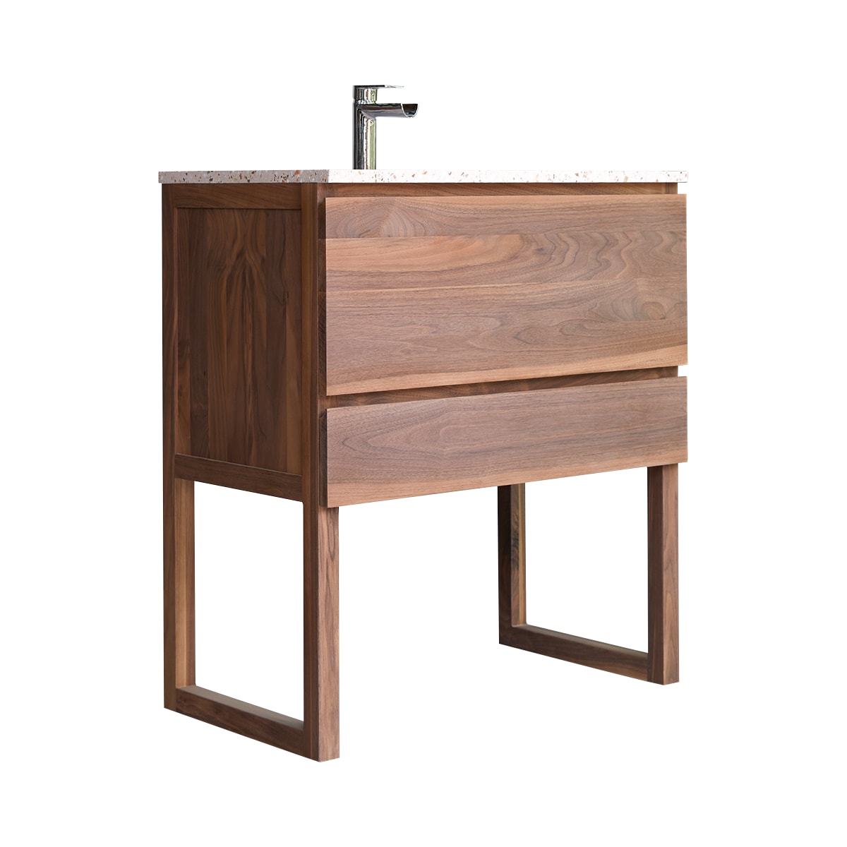 Meuble Salle De Bain en Noyer massif, EDGAR rose, TIKAMOON