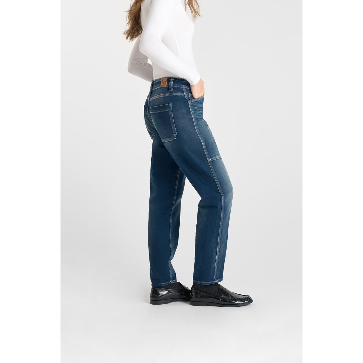 Jeans loose, large 400/60 girlfriend , 7/8ème blue, LE TEMPS DES CERISES