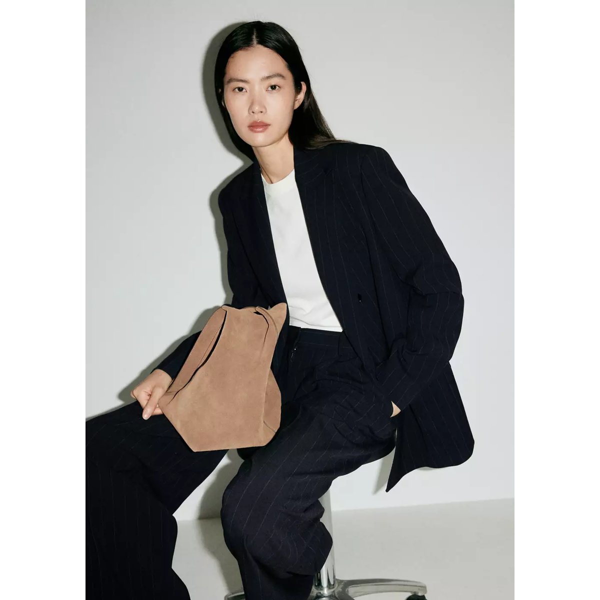 Blazer costume croisé bleu marine, MANGO