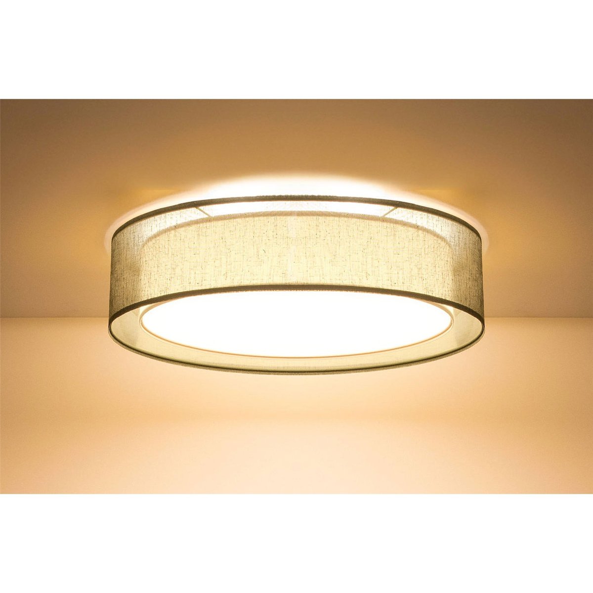Plafonnier double en tissu rond Puro vert tissu semi-transparent, BPS KONCEPT