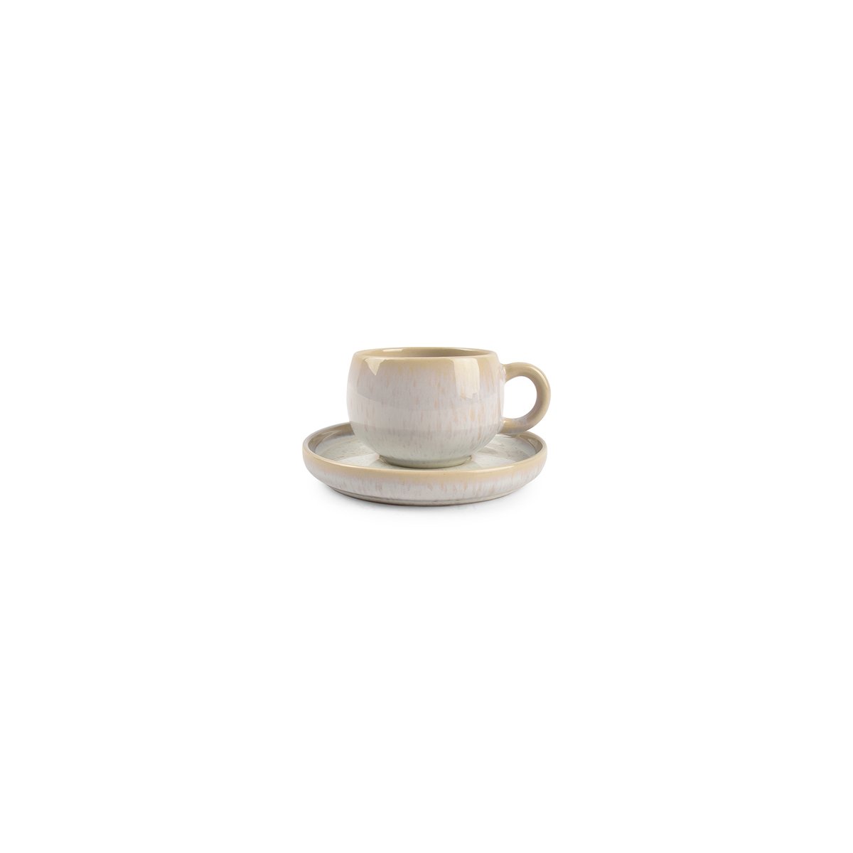 Lot de 4 soucoupes moka CURVY beige, SP COLLECTION