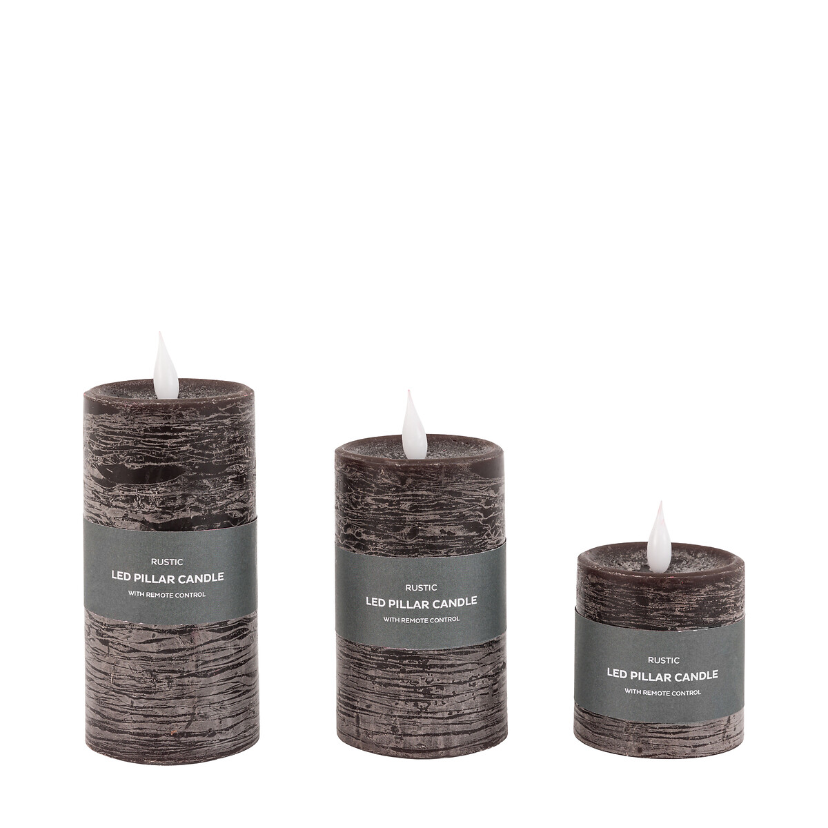 Set of 3 LED 1-Wick Candles in Mocha brown , ÉDITÉ