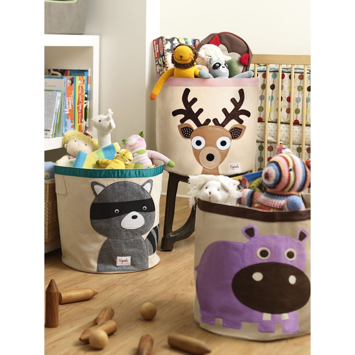 Sac à jouets blanc écru et gris, 3 SPROUTS