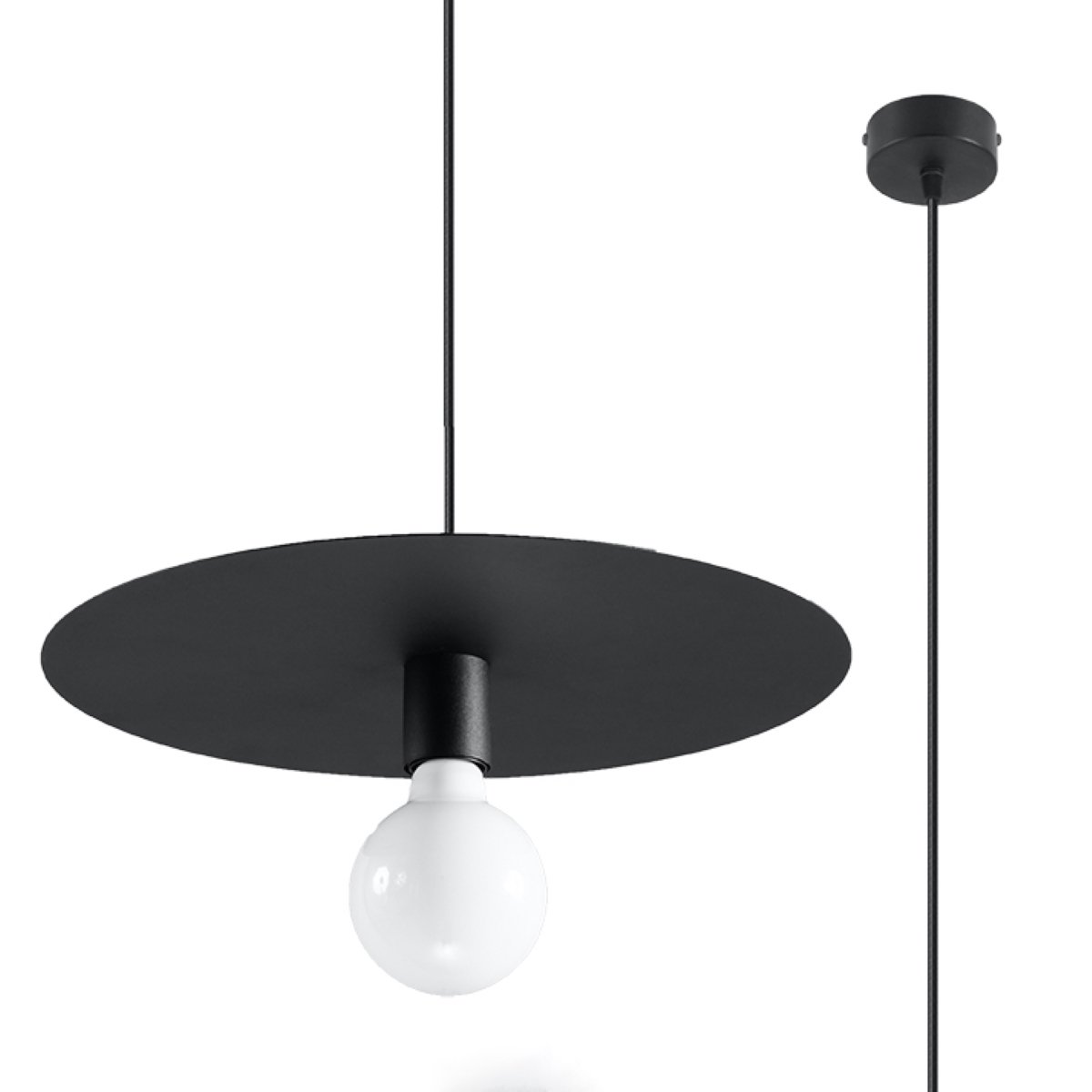 Suspension Acier Noir E27 1 Flavio noir, EDEN