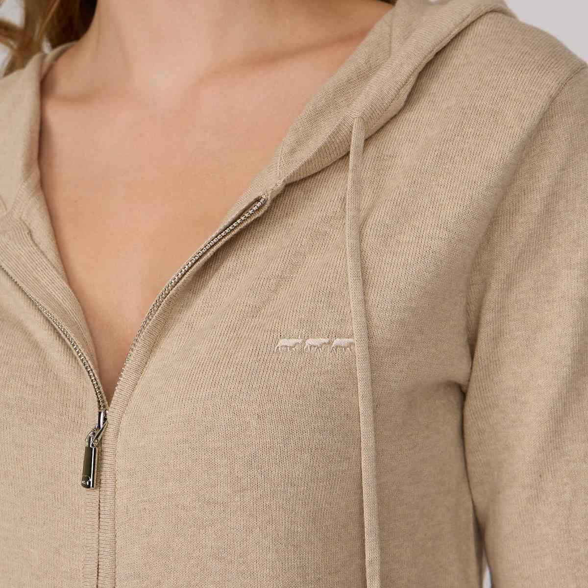 Cardigan zippé beige, MISE AU GREEN