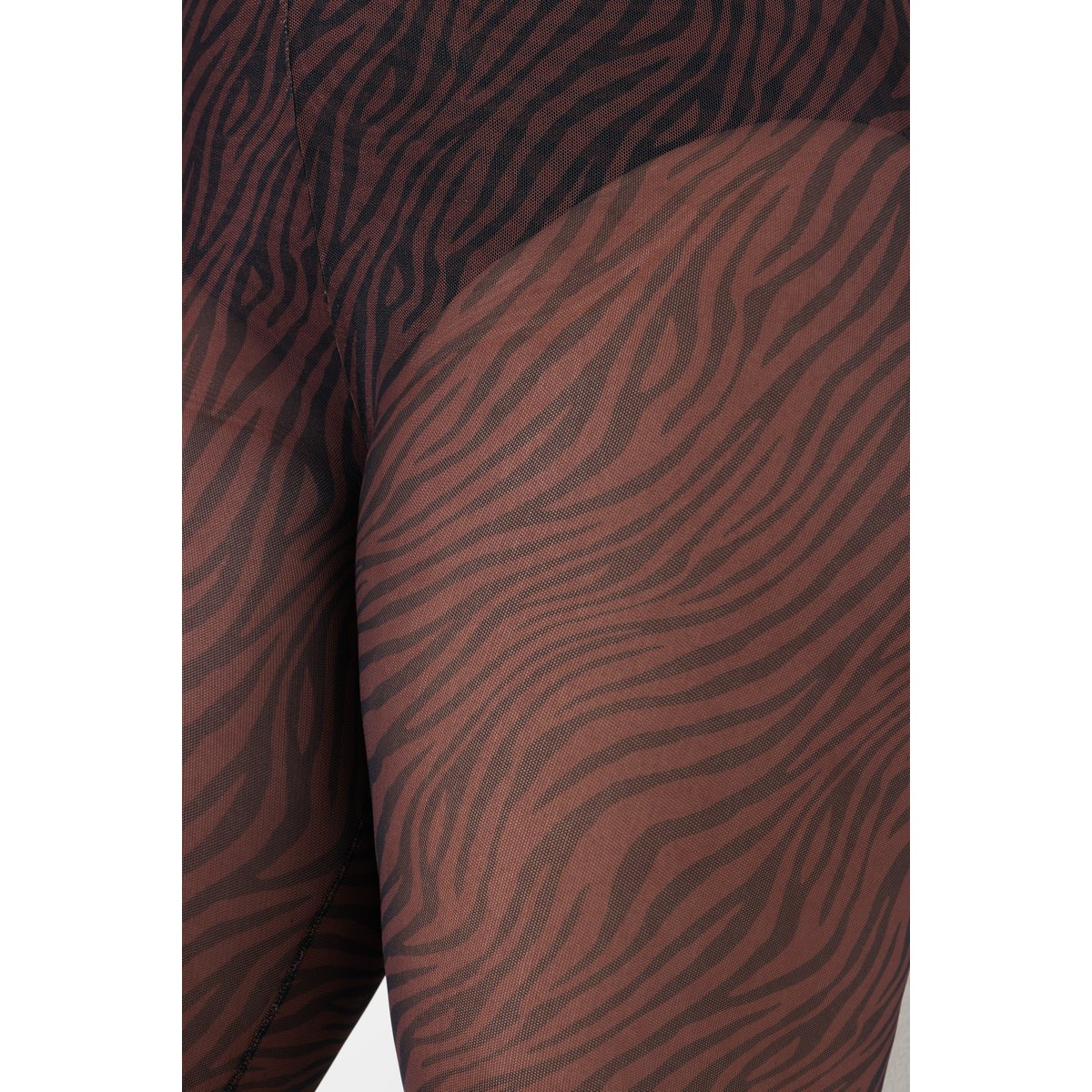 Legging-collant en mesh. Motif animal chocolat, ULLA POPKEN
