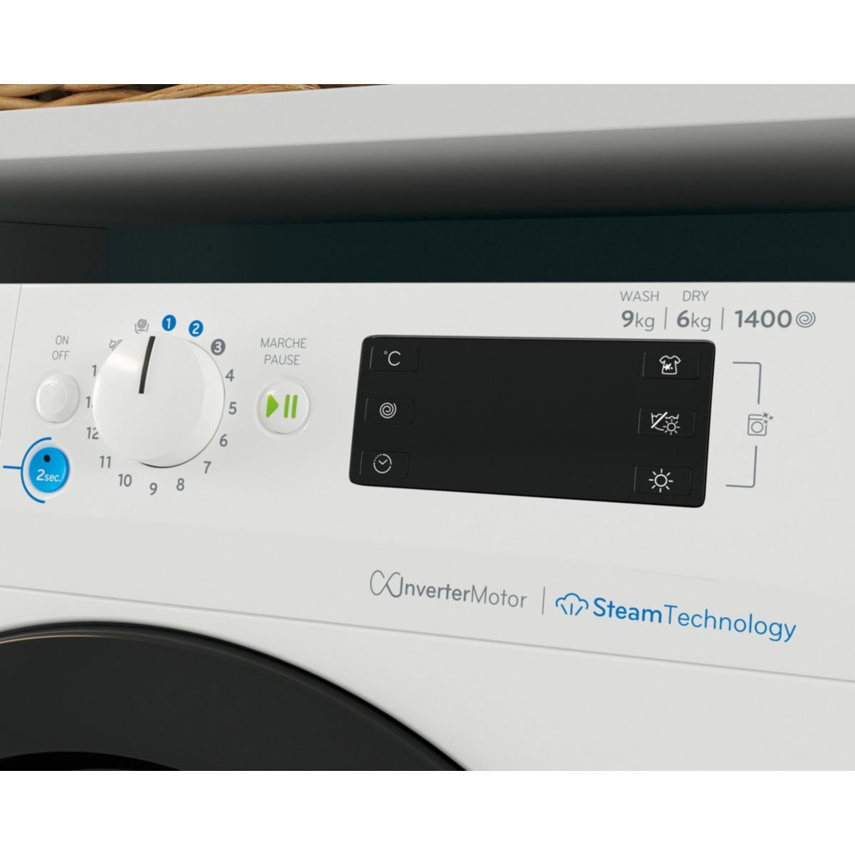 Lave linge séchant hublot BDE96435WKVFR couleur unique, INDESIT