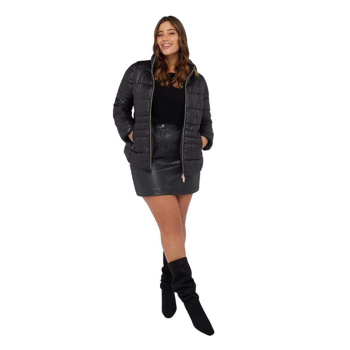 Veste matelassée avec col montant noir, FIORELLA RUBINO