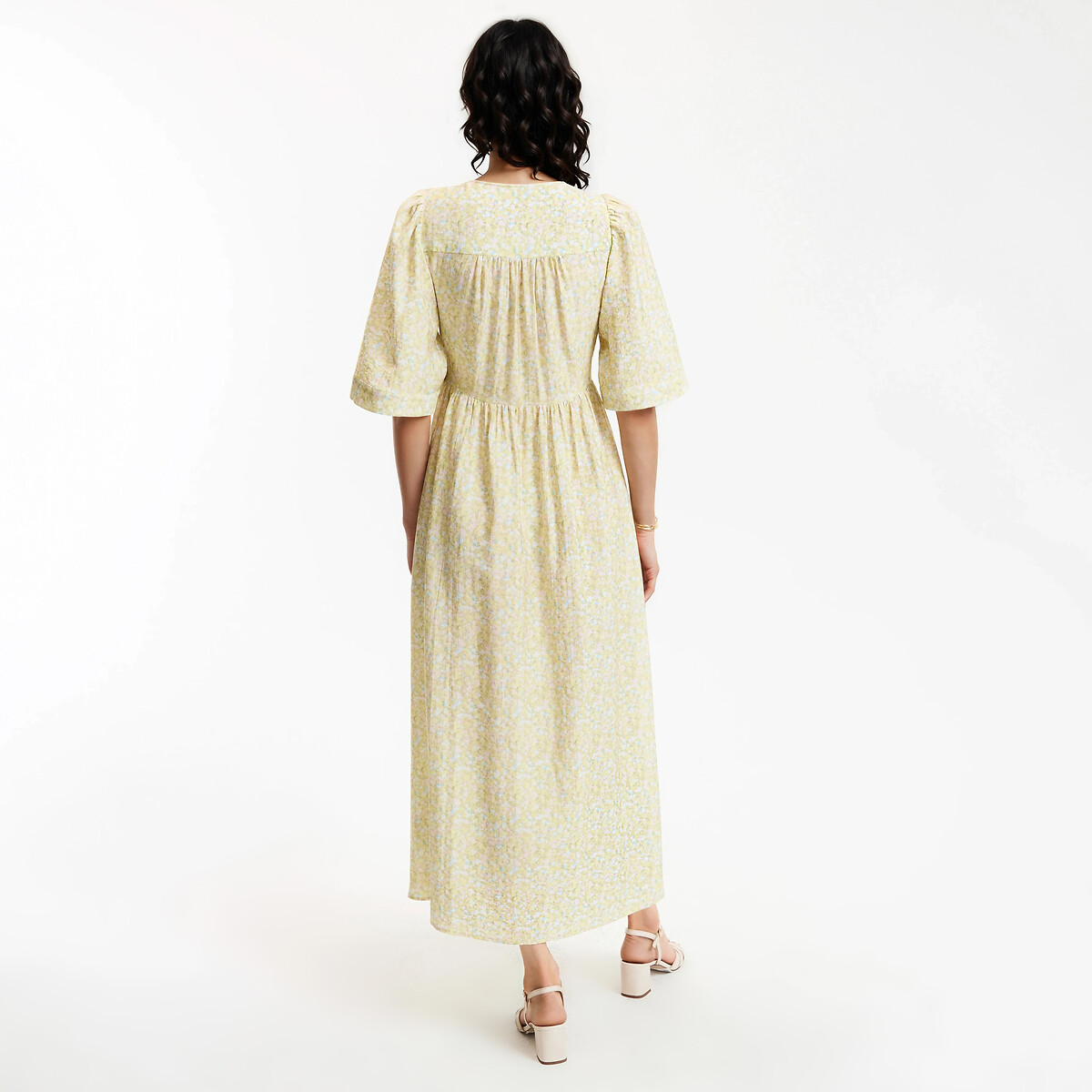 Robe longue portefeuille imprimé floral imprimé fleur jaune, LA REDOUTE COLLECTIONS