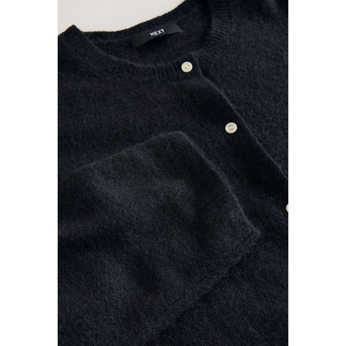 Cardigan ras du cou en maille de laine noir, NEXT