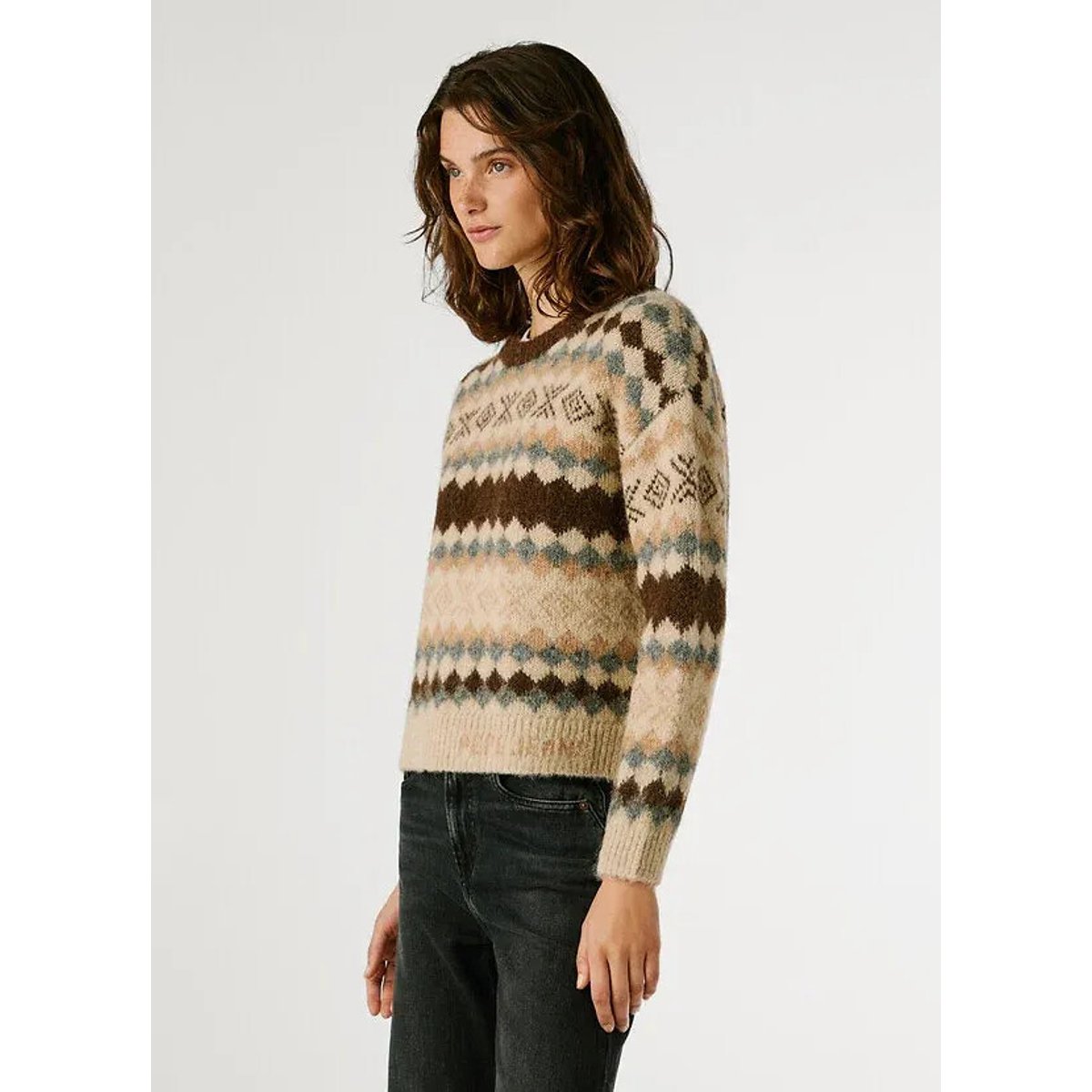 Celestine Jacquard Jumper beige/brown, PEPE JEANS