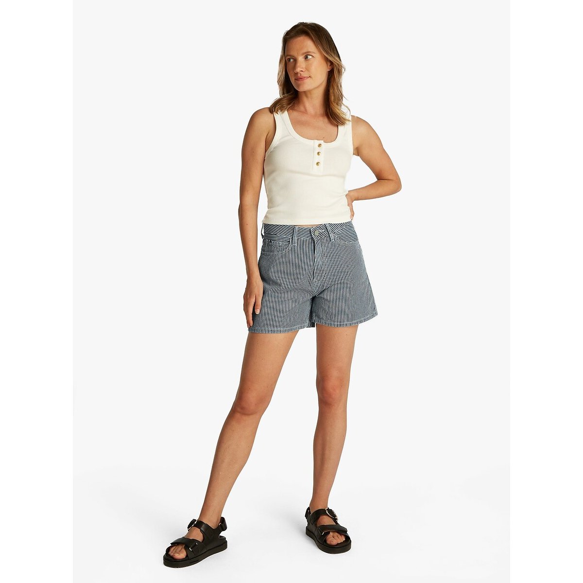 Pantalones cortos vaqueros a rayas rayas azules, TOMMY HILFIGER