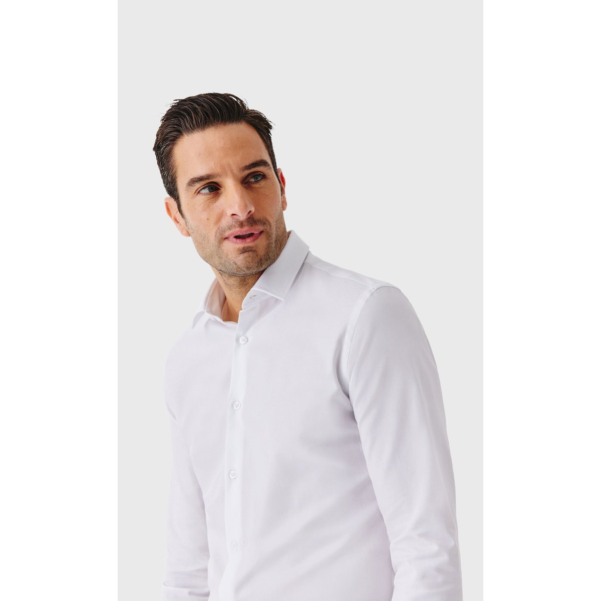 Chemise Slim fit easy care en oxford de coton blanc, ACROSS