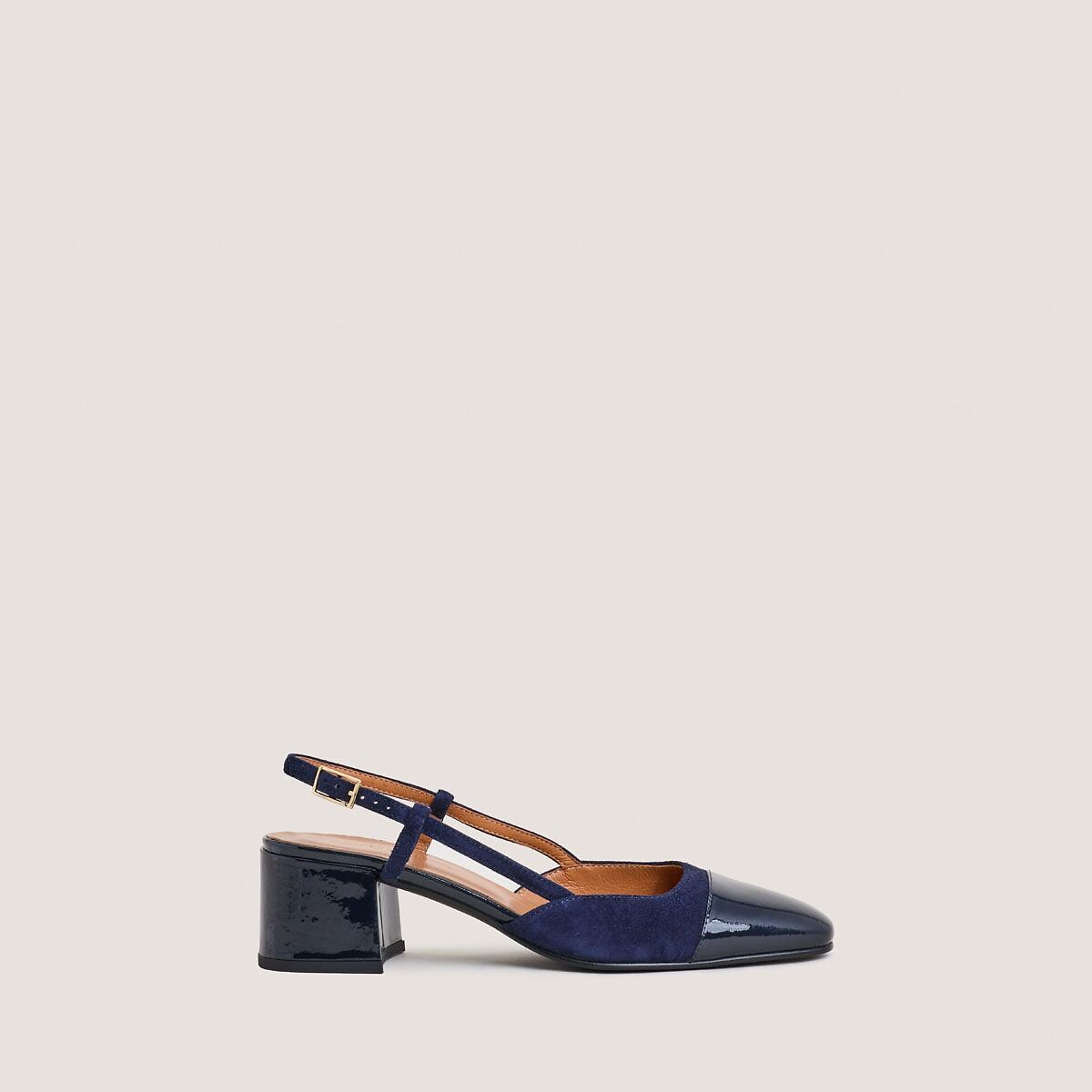 Décolleté in camoscio, tacco alto, DHAPOP blu marino, JONAK