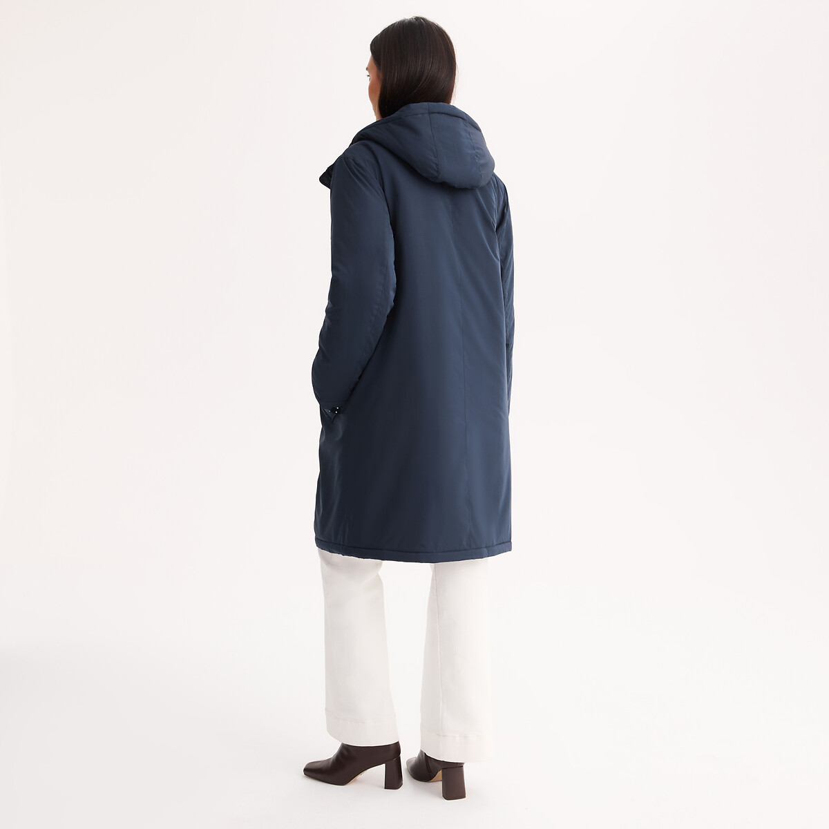 Parka mi-longue, à brandebourgs et capuche bleu marine, ANNE WEYBURN