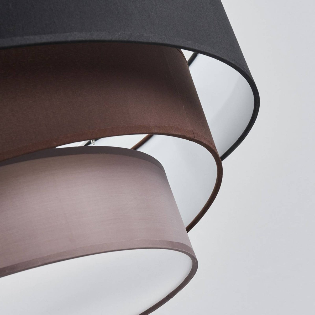 Plafonnier en textile moderne, Melia noir, marron, gris, chrome, LINDBY