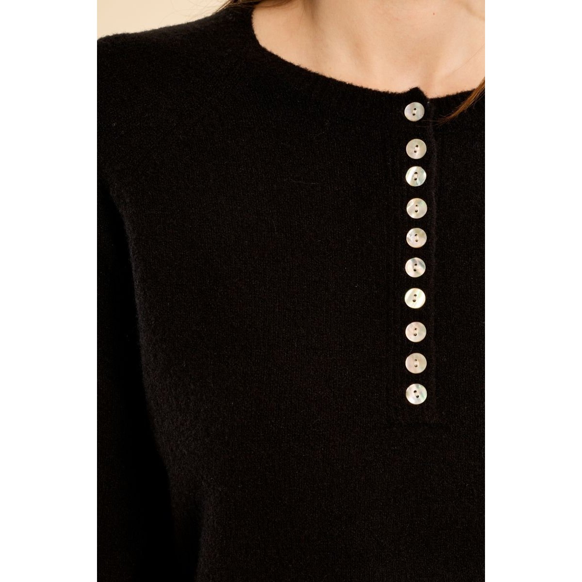 Pull en maille boutonné noir, MOLLY BRACKEN
