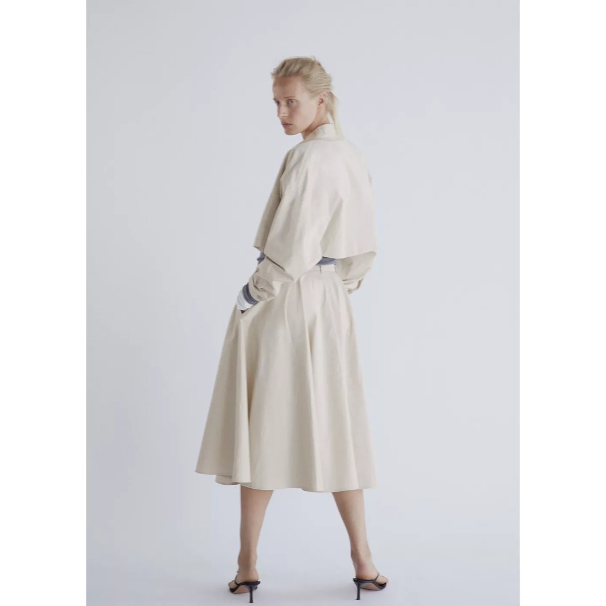 Jupe midi évasée écru, MANGO