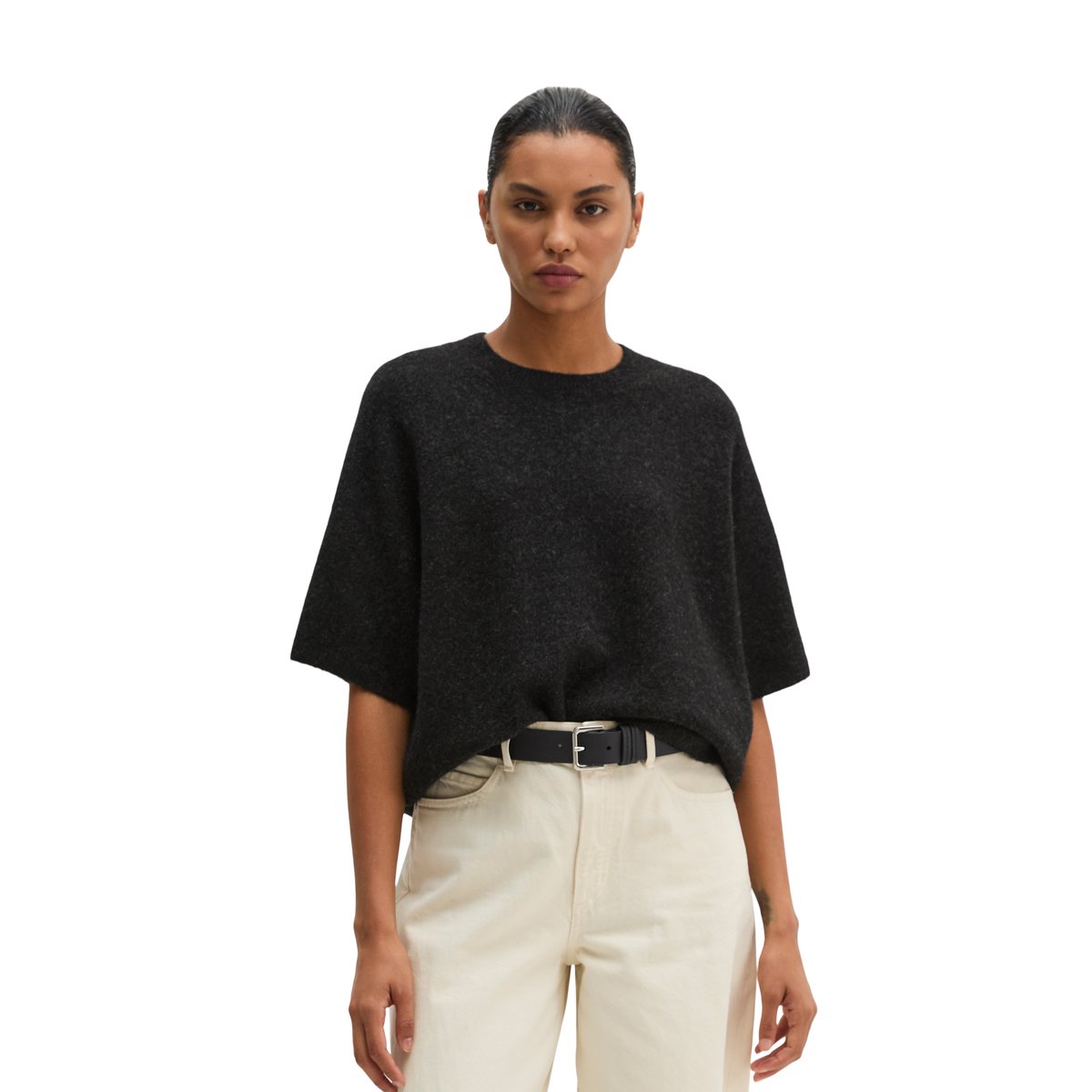 Pull en maille ample en un mélange doux de poils de yack et de laine d'alpaga gris, MARC O'POLO