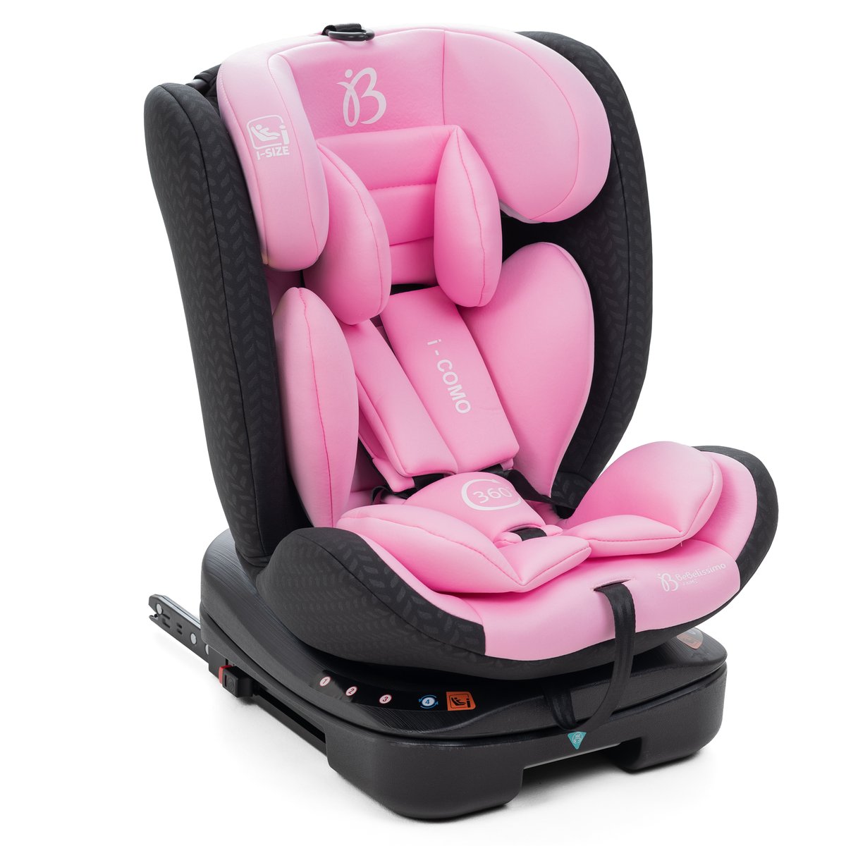 Bebelissimo - Siège auto Isofix - pivontant 360 ° - 40-150 cm - 0-36kg i- COMO rose couleur unique, BEBELISSIMO J'AIME