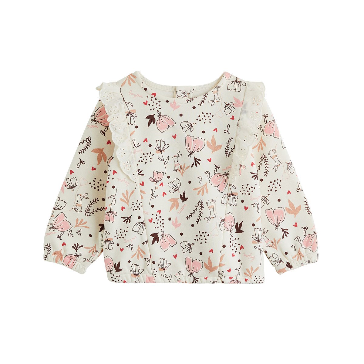 Sweat-shirt bébé en molleton Aimée ecru, PETIT BEGUIN