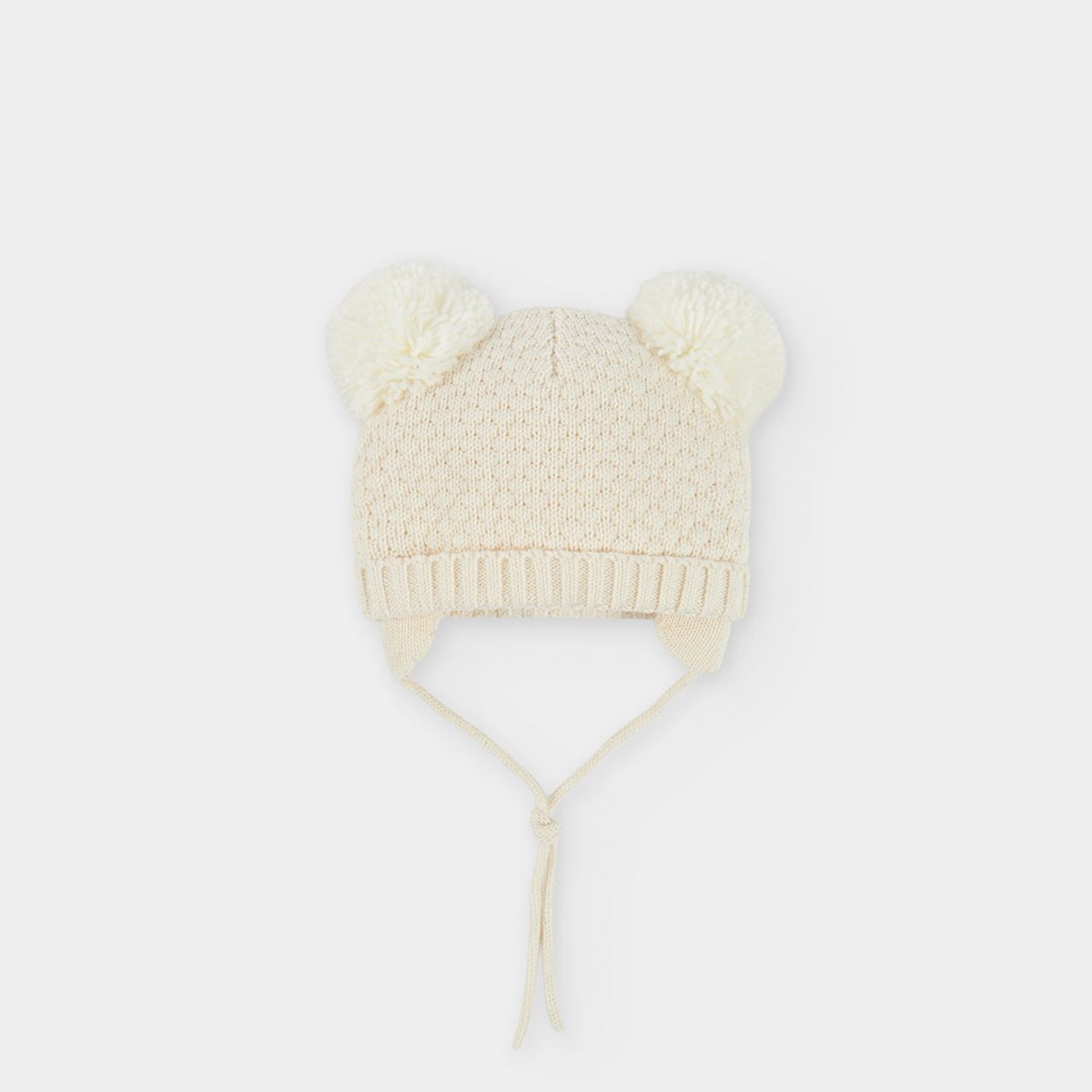 Bonnet bébé avec pompons blanc, BOBOLI