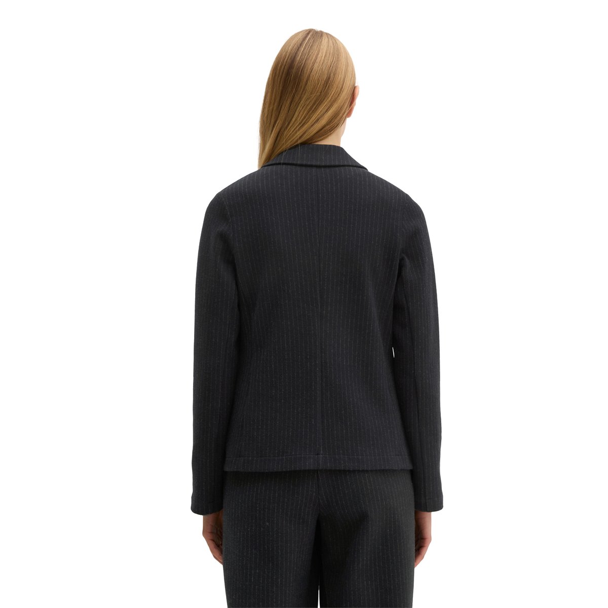 Blazer en jersey rayé regular en mélange de coton organique gris foncé, MARC O'POLO