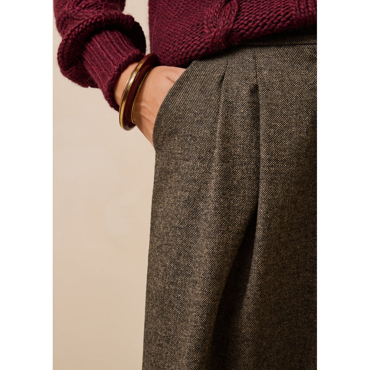 Pantalon oversize en tweed ecorce, LA FEE MARABOUTEE