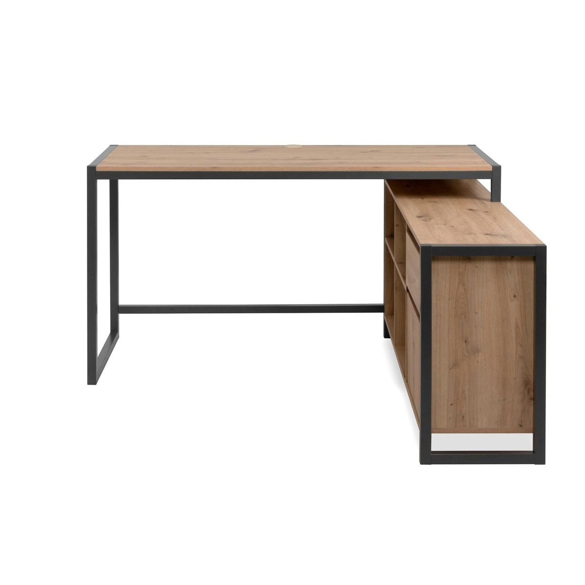 Bureau d'angle avec bloc rangement ALVA chêne, PIER IMPORT