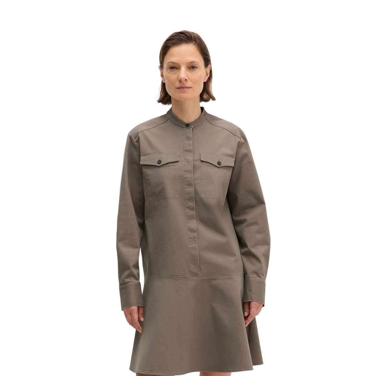 Robe courte relaxed en sergé de coton brossé marron, MARC O'POLO