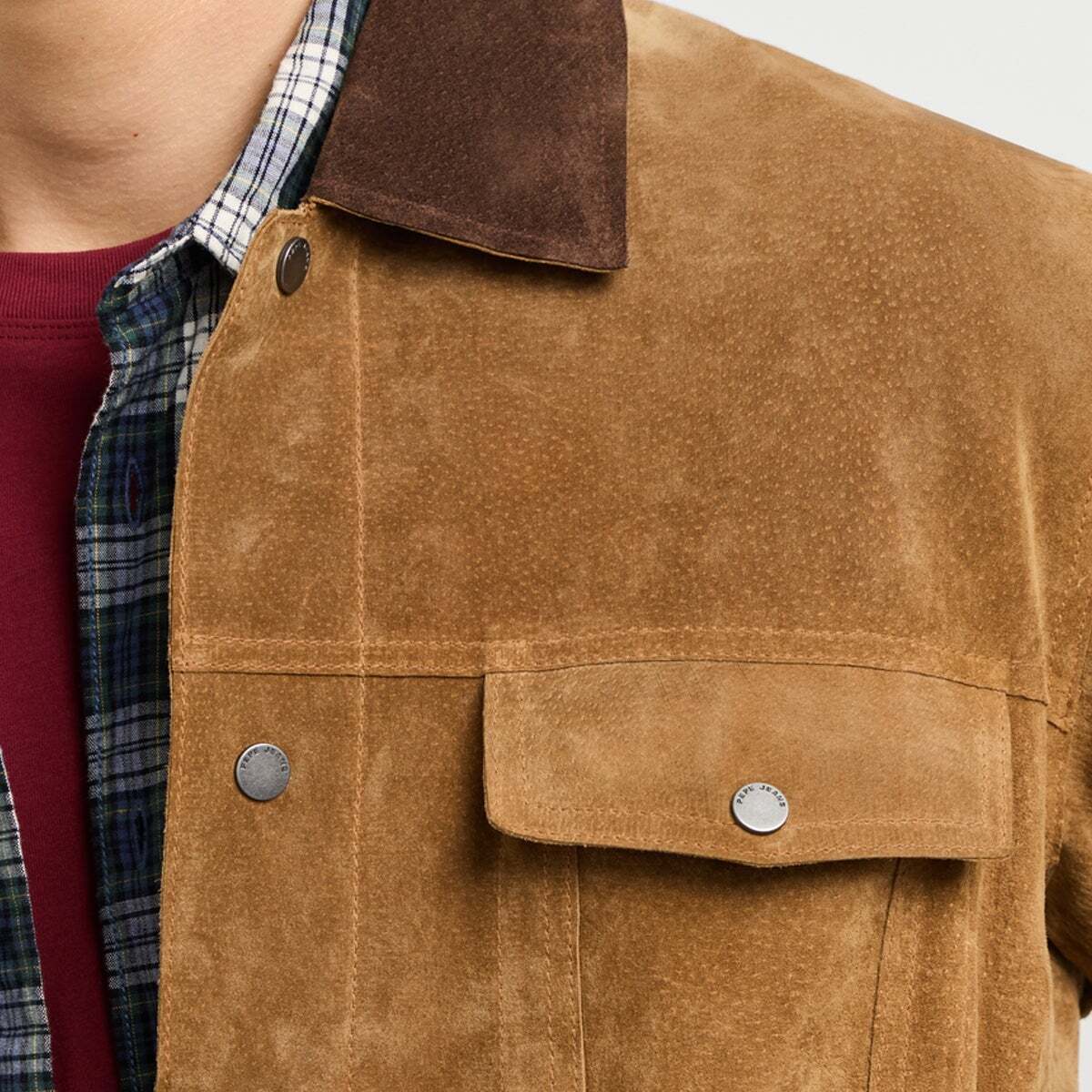 Veste En Cuir Coupe Regular marron clair, PEPE JEANS