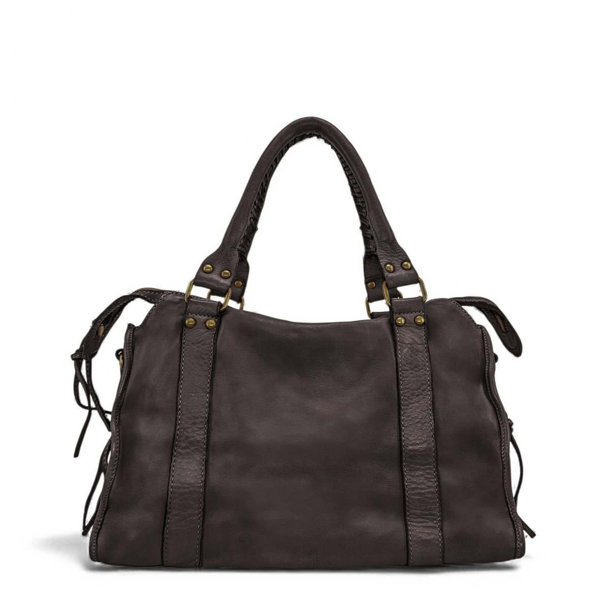 Sac à main en cuir italien MISS STORM chocolat, OH MY BAG