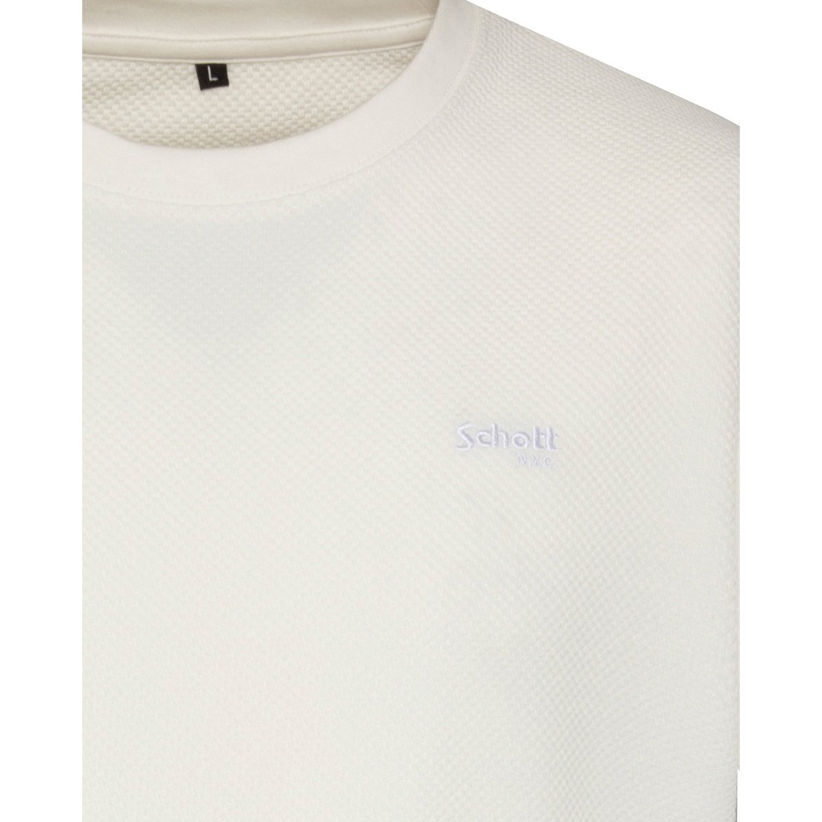 T-shirt maille effet gaufré blanc, SCHOTT