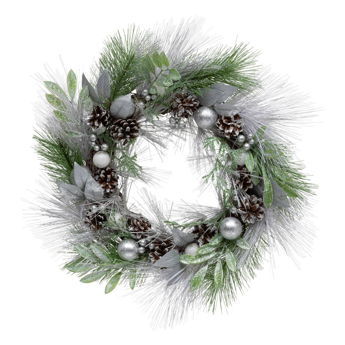 Couronne boules de Noël et pommes de pin D50 cm multicolore, FEERIC LIGHTS & CHRISTMAS