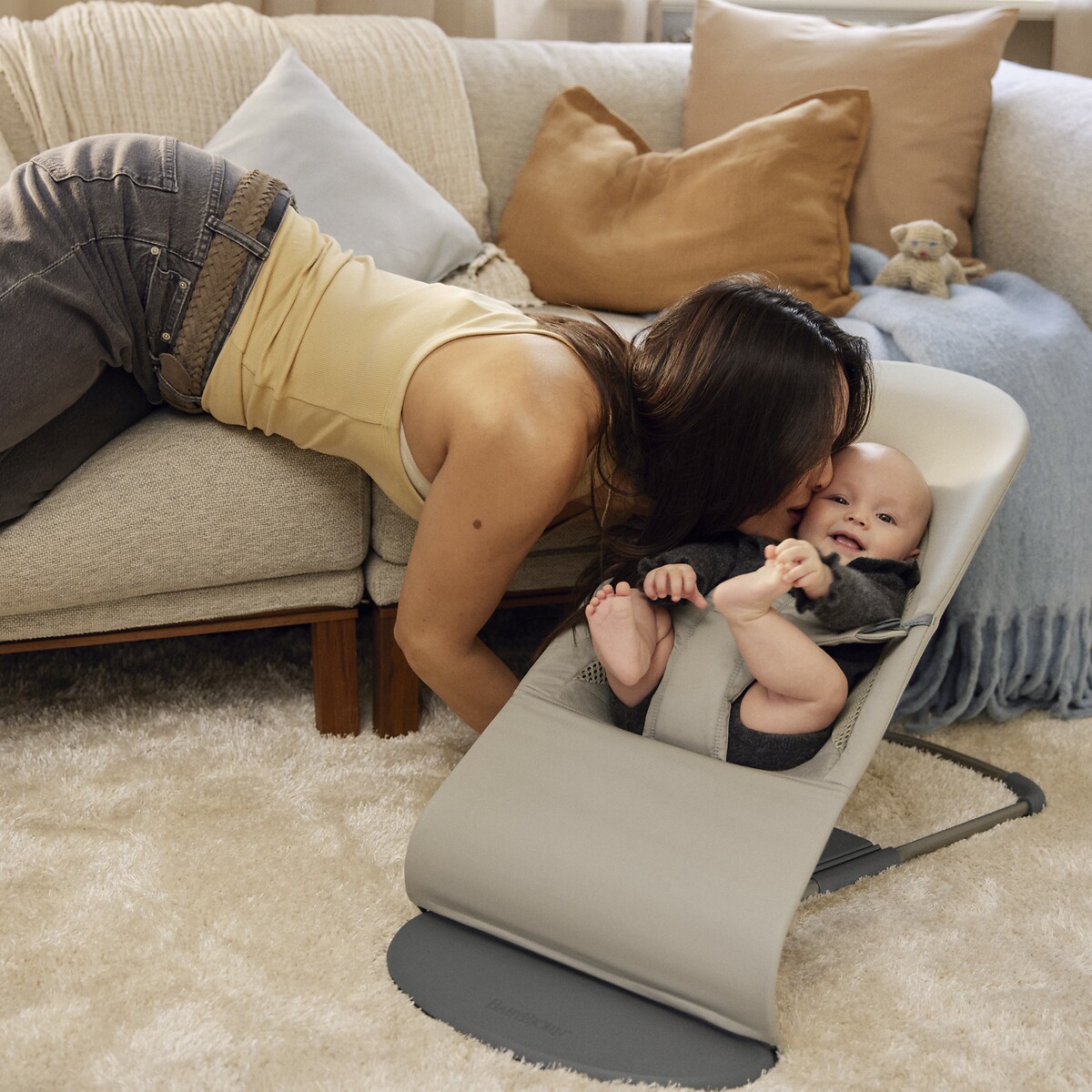Transat balance soft tri fabric tissé gris sable, BABYBJORN