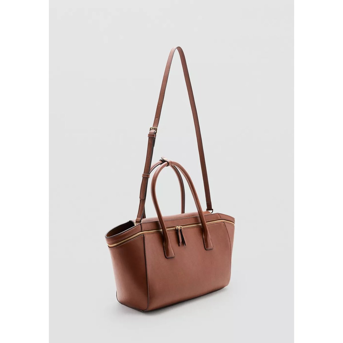 Sac bowling fermetures éclair marron moyen, MANGO