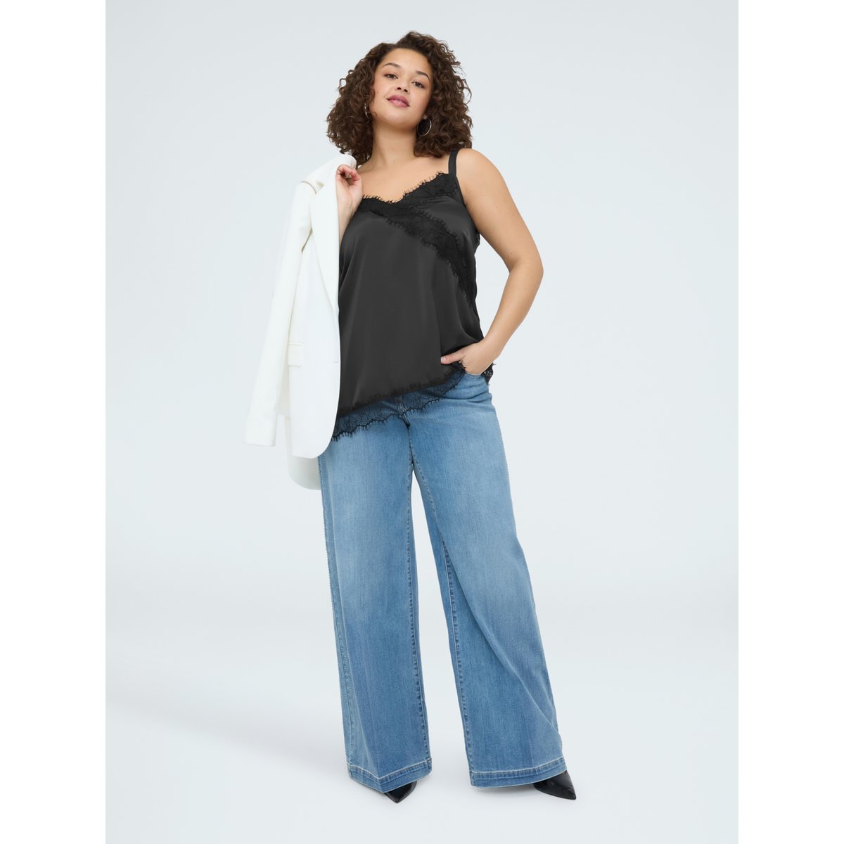 Top avec détails en dentelle noir, FIORELLA RUBINO