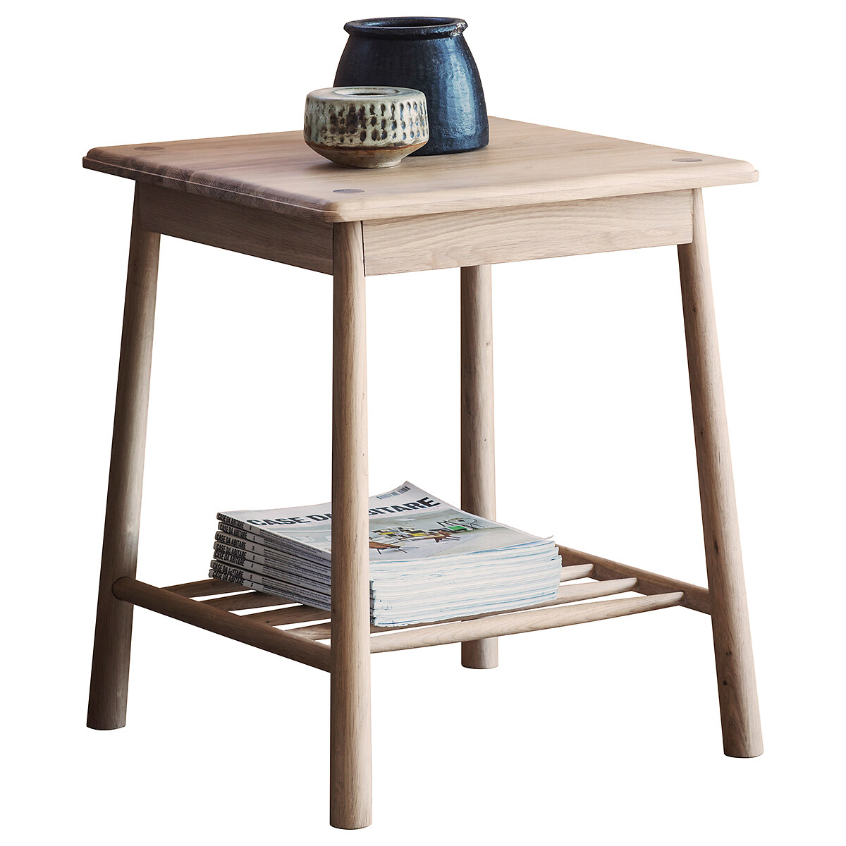 Uttara Scandi Oak Side Table with Spindle Shelf natural oak, ÉDITÉ