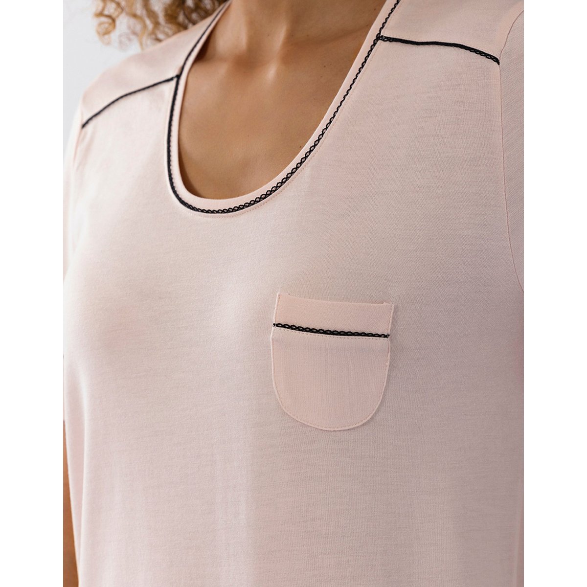 Chemise de nuit manches courtes en coton modal LES INTEMPORELLES A11 bois de rose, LE CHAT
