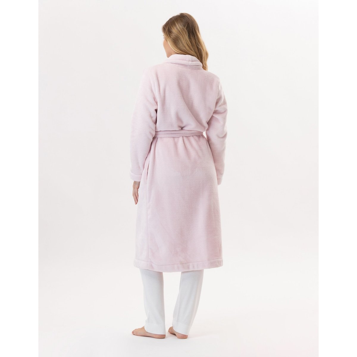Peignoir en peluche flanelle ESSENTIEL H61B rose, LE CHAT