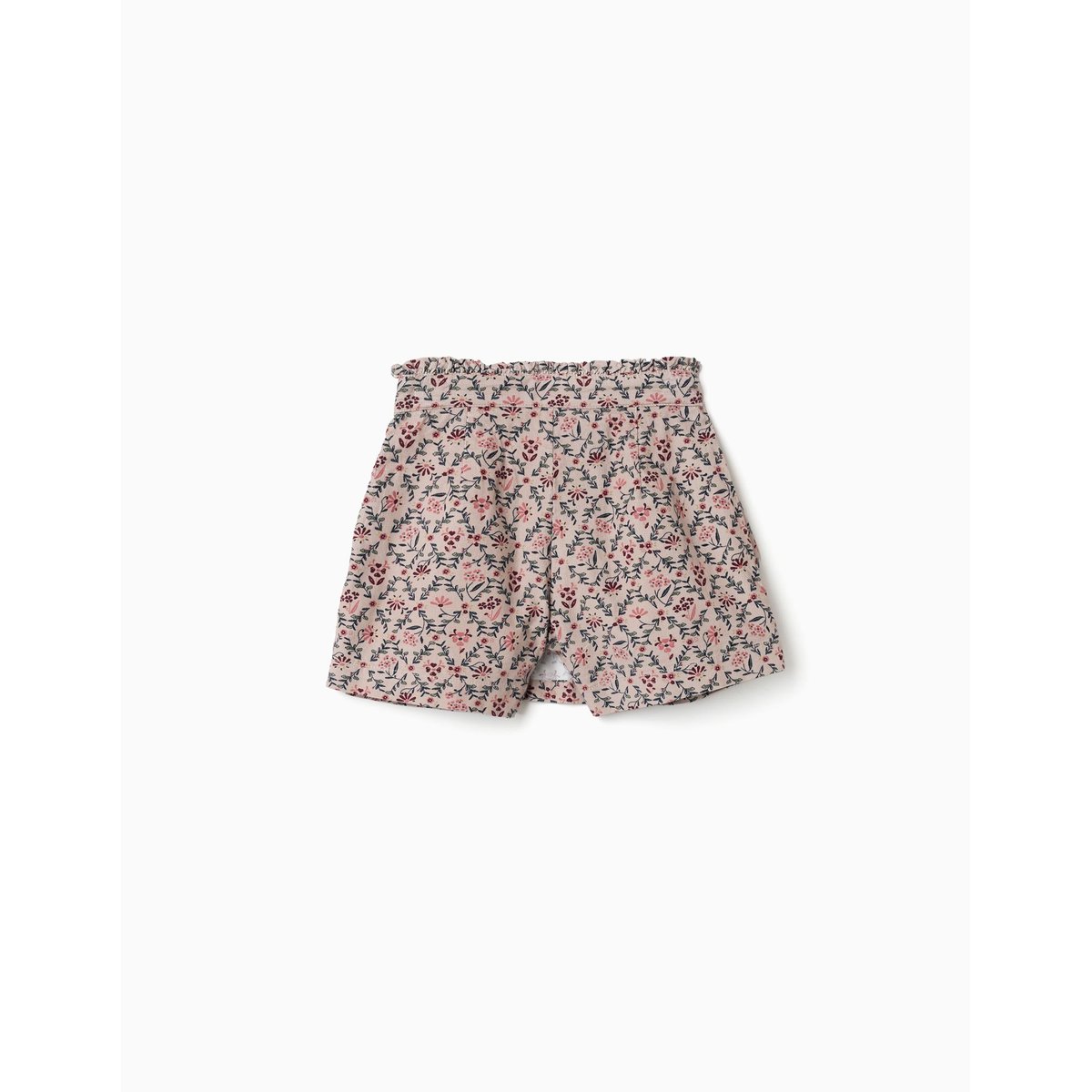 Jupe-short en velours côtelé avec motif floral beige clair, ZIPPY