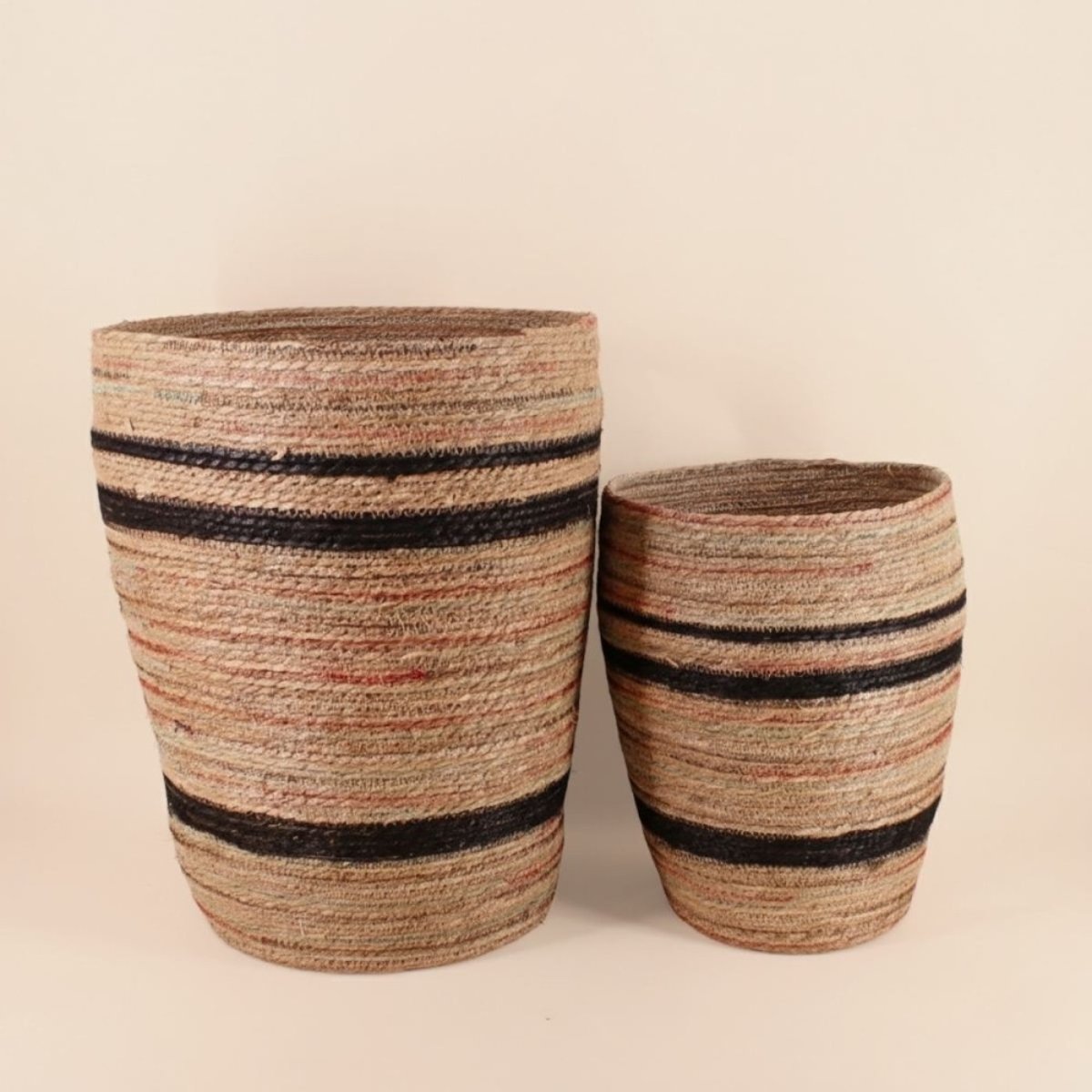 Lot de 2 paniers hauts en fibres naturelles beige, ORNAMI