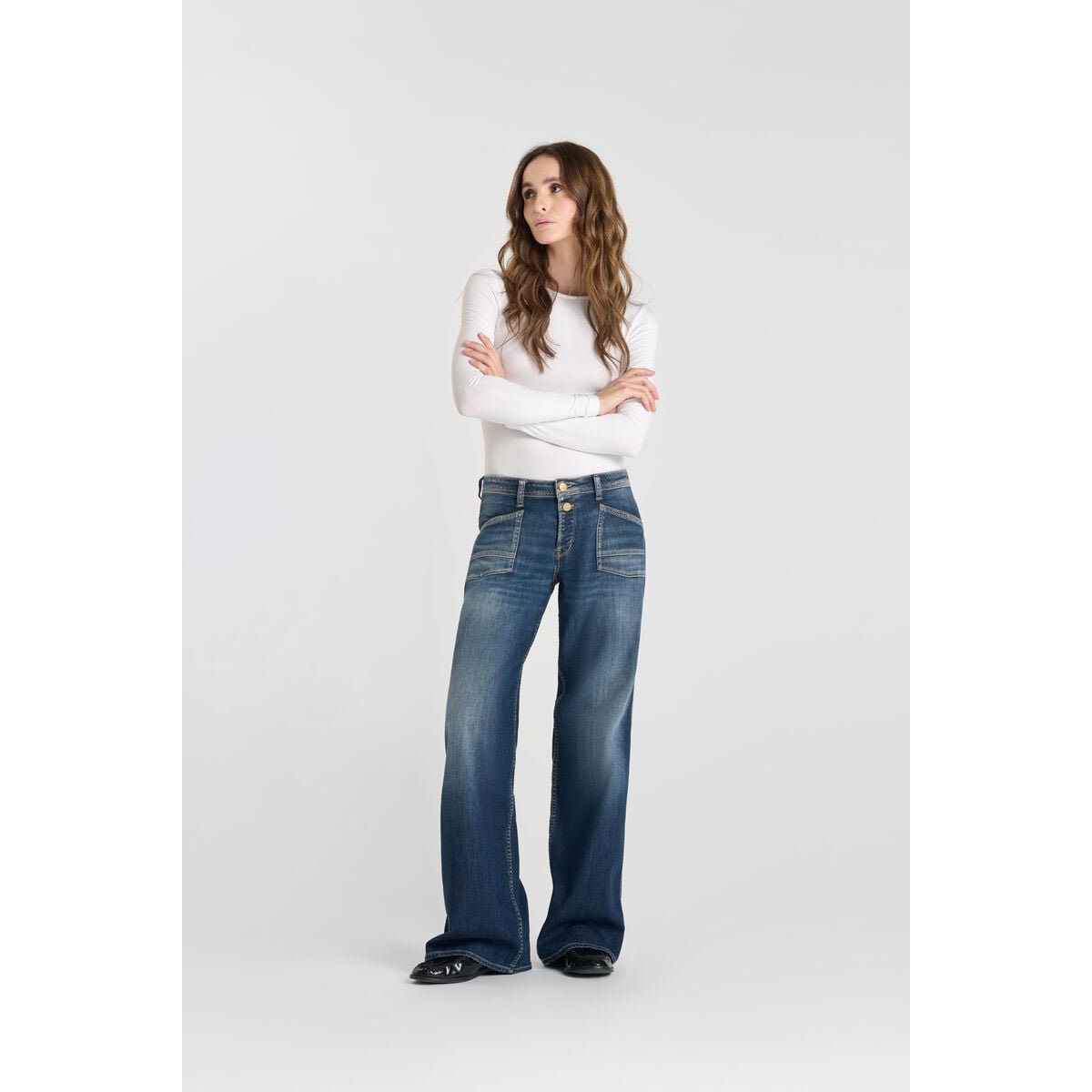 Jeans loose, large wide leg , longueur 34 blue, LE TEMPS DES CERISES