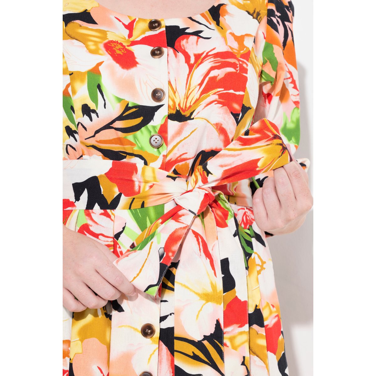 Robe maxi en lin mélangé rouge pavot, ULLA POPKEN