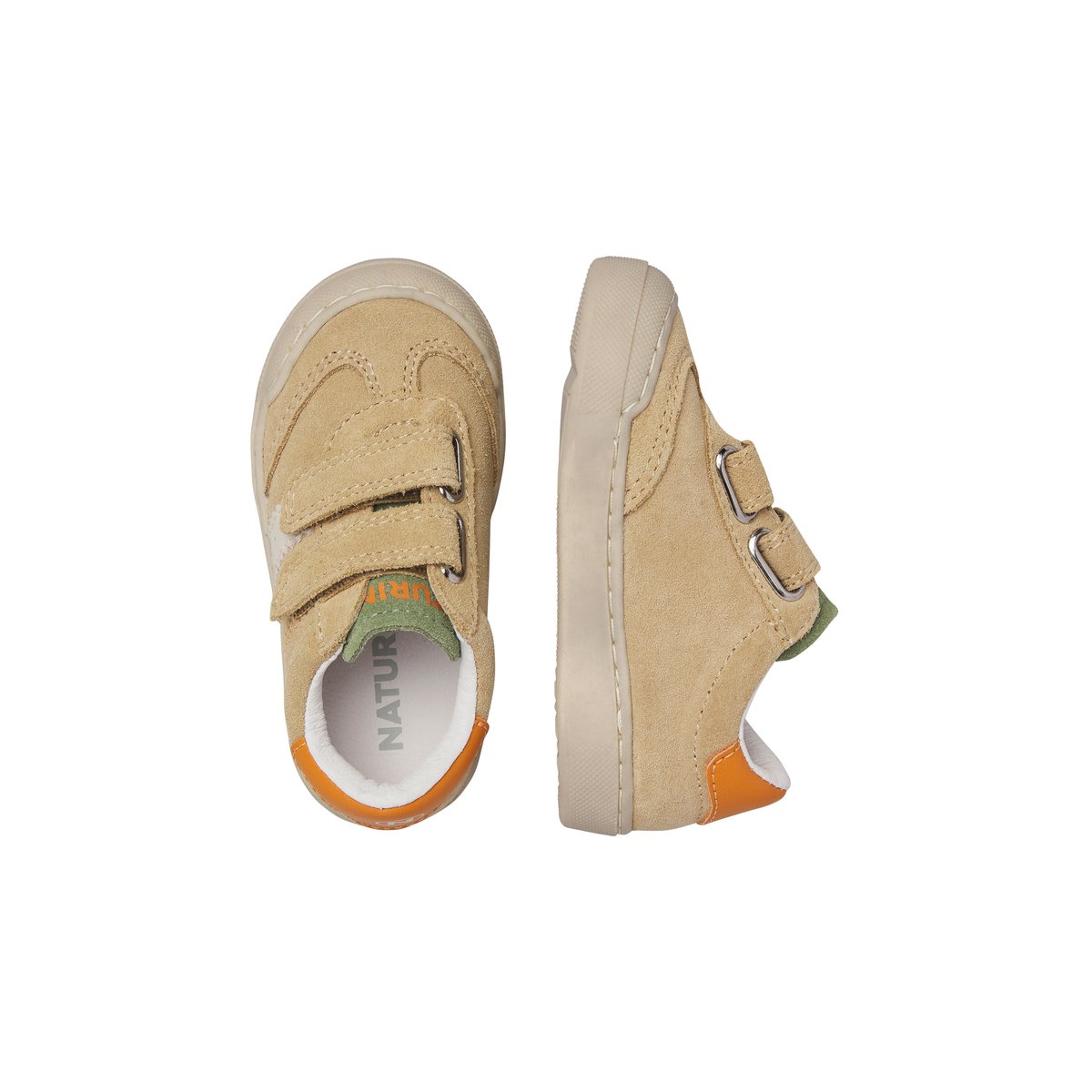 Sneakers en cuir et en daim RIBY VL. beige-orange, NATURINO