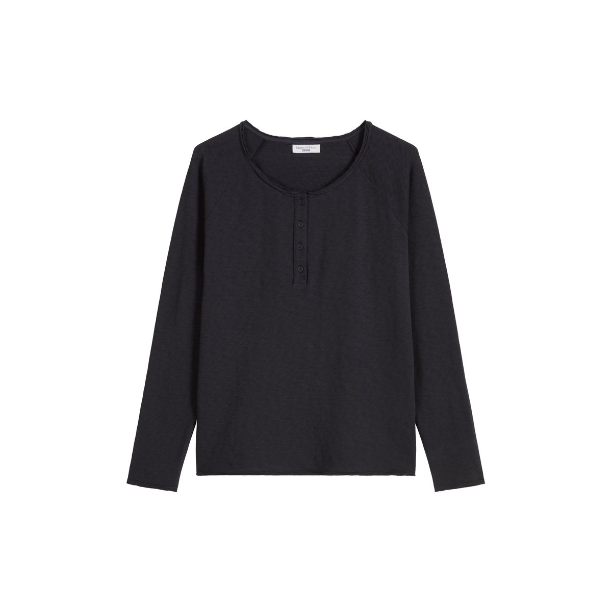 T-shirt long régulier en coton organique bleu foncé, MARC O’POLO DENIM