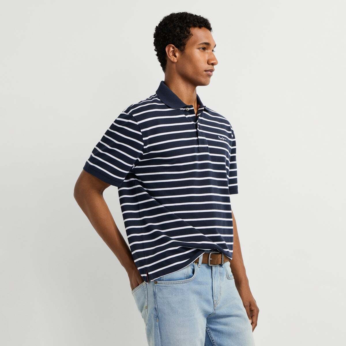 Polo Coupe Regular En Piqué bleu mer profonde, PEPE JEANS