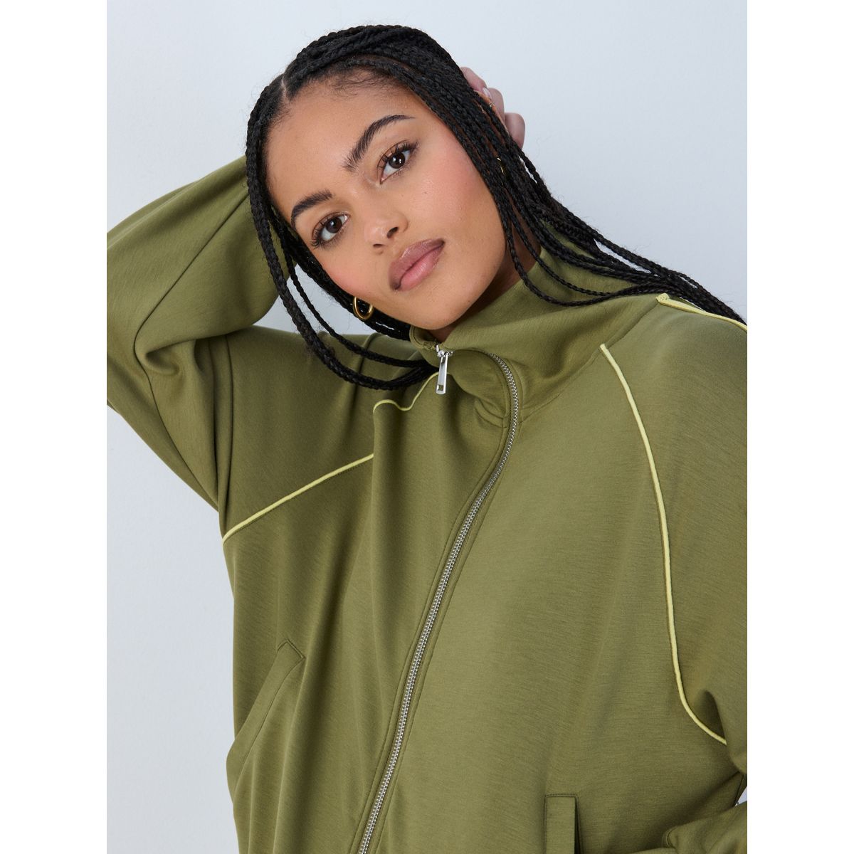 Blouson bomber fluide à bandes latérales vert olive, NEXT