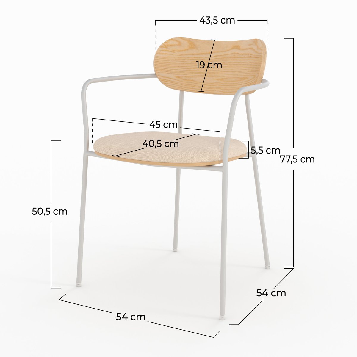 Lot de 2 chaises en tissu et placage en bois - MARINE beige, MAISON PAVANE