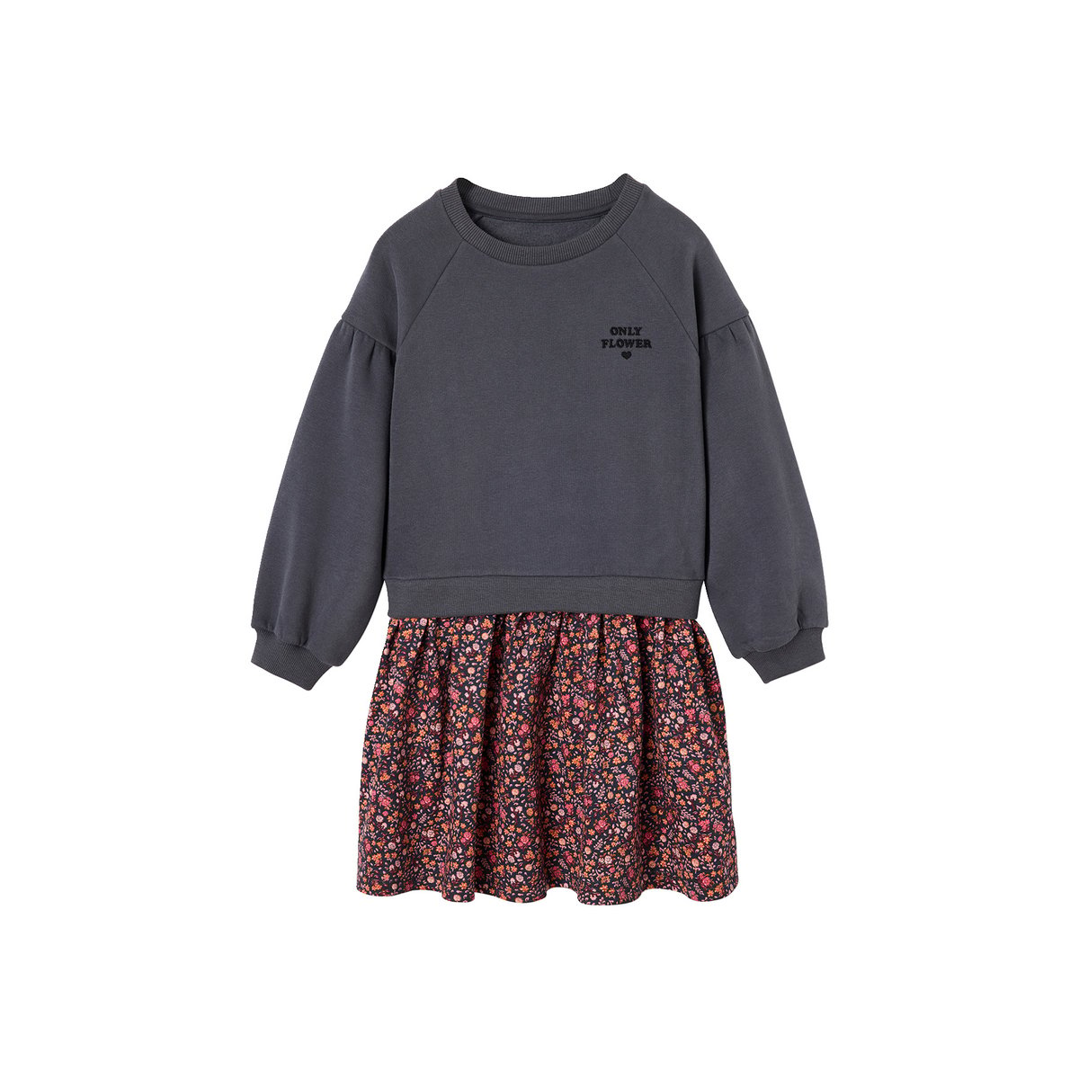 Robe bi-matière anthracite, VERTBAUDET